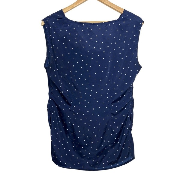Pea In The Pod Maternity Navy Polka Dot Retro Sleeveless Shirt Half Size Medium - Picture 2 of 8